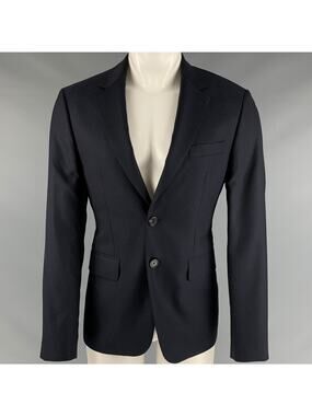 SANDRO Size 40 Navy Wool Notch Lapel Sport Coat
